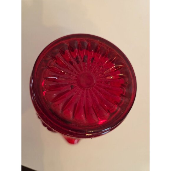 Vintage imperial Red Glass Pitcher With Embossed Grape & Leaf Pattern - Picture 6 of 7